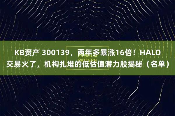KB资产 300139，两年多暴涨16倍！HALO交易火了，机构扎堆的低估值潜力股揭秘（名单）